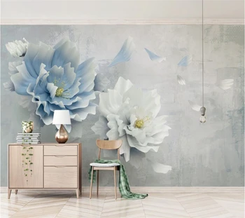 Изготовленная на заказ фреска новая 3D рельефная цветная резьба цветок ретро ностальгический фон гостиной настенная живопись маслом декоративная Обои