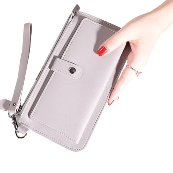 Женский кошелек-портмоне на молнии, многофункциональная тонкая сумочка из искусственной кожи в простом стиле, 11 слотов для карт для банкнот