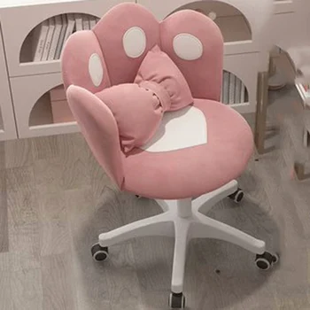 Мягкий Бархатный Розовый Эргономичный Компьютерный стул для спальни, Домашний офис, Игровой, Вращающийся на 360 ° Стул для макияжа, стол, мебель для дома AA50