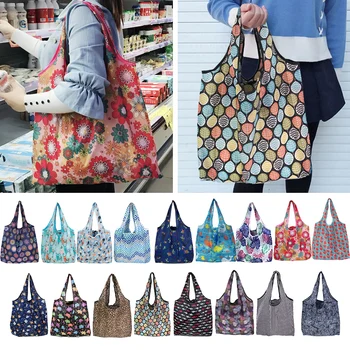Многоразовые сумки для покупок с модным принтом, складные сумки из экологически чистого полиэстера, переносные сумки через плечо, женская дорожная сумка для покупок