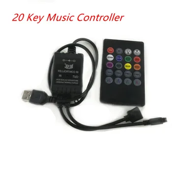USB 20 музыкальных клавиш, ИК-контроллер, черный дистанционный звуковой датчик для светодиодной ленты RGB высокого качества 5-24 В