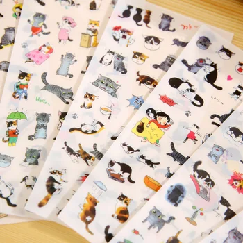 6 Листов в упаковке Креативные Декоративные канцелярские наклейки с забавным котом для скрапбукинга Diy Дневник Альбом Наклейка