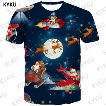 3d футболка, Рождественская футболка, мужские футболки с Санта-Клаусом, забавные футболки с 3D самолетом, футболки со звездным небом, повседневные футболки с принтом оленя