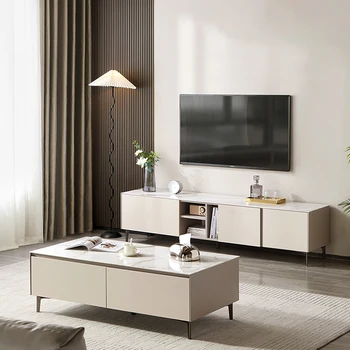 Современная мебель для гостиной, подставка для телевизора для небольшой квартиры, домашний шкаф для телевизора, журнальный столик, комбинированные легкие роскошные подставки для телевизора из камня