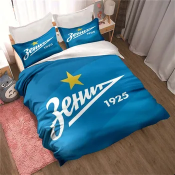 FC Zenit ФУТБОЛЬНЫЙ КЛУБ ЗЕНИТ Football Print Bedding Set Cute Quilt Cover Bed Cover with Pillowcase Custom Bedding