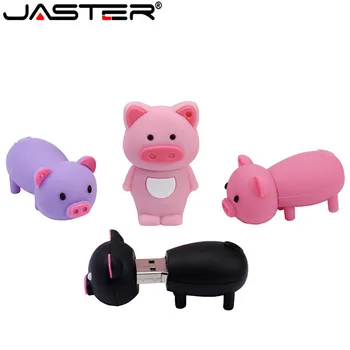 Флешка JASTER Cartoon Pink Pig 4 ГБ 8 ГБ 16 ГБ 32 ГБ 64 ГБ 128 ГБ USB флэш-накопитель Memory Stick Диск на ключ в подарок