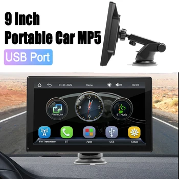 9-Дюймовый Портативный Автомобильный MP5-плеер USB2.0 Carplay для Android с Автоматическим Реверсивным входом 1024x600 Беспроводное Автомобильное радио, Совместимое с Bluetooth