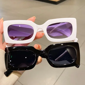 Винтажные Прямоугольные Солнцезащитные очки Женщины Мужчины 2023 Модные Квадратные Черные Солнцезащитные очки Модный бренд Дизайнерские Женские Очки для путешествий