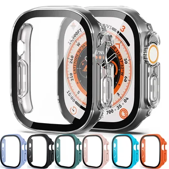Стекло + чехол для смарт-часов Apple Watch Ultra 49 мм, бампер для ПК + защитная пленка для экрана, закаленное покрытие для iwatch серии Ultra Accessories