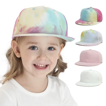 Новая детская кепка в стиле хип-хоп для мальчиков и девочек в европейском и американском стиле, однотонная кепка с завязками, летняя детская кепка с плоскими полями