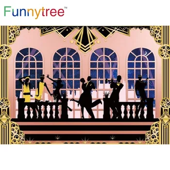 Фон для вечеринки по случаю Дня рождения Funnytree Золотой Танцевальный Дискотечный Замок, Роскошный Тематический фон для фотосессии, Винтажный баннер