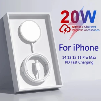 Для Apple Оригинальное Зарядное Устройство PD мощностью 20 Вт Для iPhone 14 13 12 11Pro Max Plus Быстрое Магнитное Беспроводное Зарядное Устройство USB C Быстрая Беспроводная Зарядка