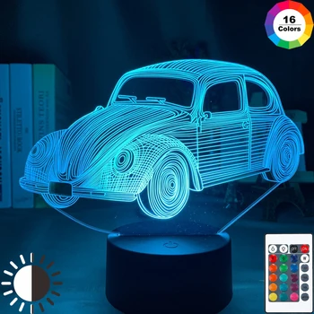 Акриловая 3d Лампа Автомобиль Volkswagen Beetle Модель Красочный Ночник для Детей Декор Детской Спальни Светодиодный Ночник На Батарейках