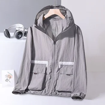 Летняя Тонкая Мужская Ветровка, легкая Дышащая Солнцезащитная УФ-защита, куртка с капюшоном UPF50 + Skin Coat, верхняя одежда для мужчин B52