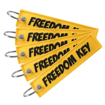 5 ШТ. Брелки Freedom для автомобилей, желтое кольцо для ключей с вышивкой, цепочка для авиационных подарков, модный брелок для мотоциклов, ювелирные изделия