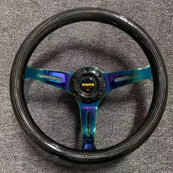 14-дюймовое универсальное рулевое колесо из углеродного волокна с семицветным кронштейном