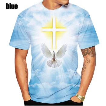Мужская/женская модная футболка с 3D рисунком христианского креста Иисуса, топы с короткими рукавами