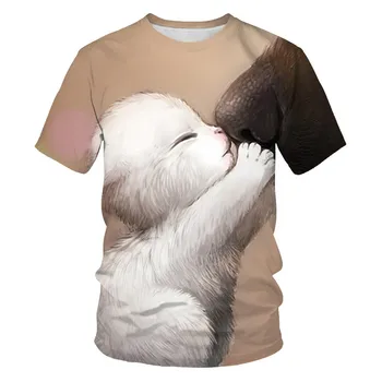 2023 Летние футболки для маленьких мальчиков, детские футболки с рисунком кошки и животных, 3D футболки с коротким рукавом, Футболки, Топы, детская одежда