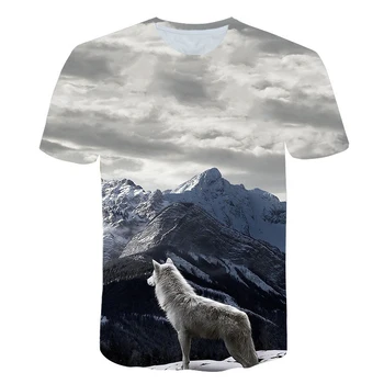Летняя новая футболка с 3D-принтом, круглым вырезом, коротким рукавом, Модная Повседневная дышащая уличная одежда, Топы, модная одежда серии Wolf