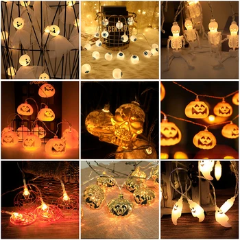 Светодиодные гирлянды на Хэллоуин, 1,5 м, 10 светодиодных фонарей в виде тыквенных летучих мышей, гирлянда на батарейках для наружного декора дома для отдыха на Хэллоуин