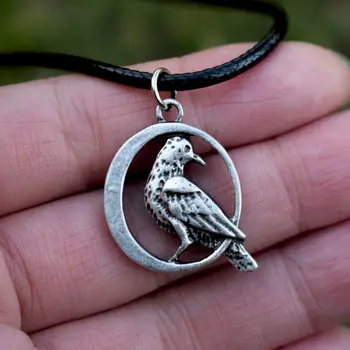 животное шарм птица кулон ворона ворон ожерелье дух тотем
