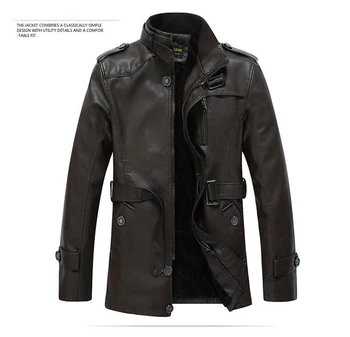 Новый Плюс Кашемировый тренч, кожаное пальто, Мужская однобортная деловая повседневная кожаная куртка, мужское черное длинное пальто из искусственной кожи, Большой Размер 3XL