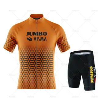 2023 Мужская велосипедная одежда Jumbo VIsma, летний комплект из джерси для велоспорта, мужские рубашки для шоссейных велосипедов, костюм с короткими рукавами, комплект велосипедных нагрудников и шорт