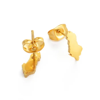 Anniyo Albania Серьги-гвоздики для женщин и девочек, Ювелирные изделия золотого цвета, Маленькие албанские серьги, Ювелирные изделия #200121
