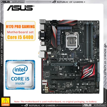 1151 Комплект материнской платы ASUS H170 PRO GAMING + I5 6400 процессор Intel H170 Комплект материнской платы 4 × DDR4 64 ГБ PCI-E 3.0 M.2 HDMI USB3.1 ATX