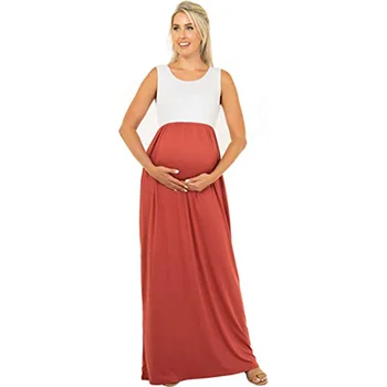 Новое летнее свободное повседневное платье для беременных, модные женские платья для беременных без рукавов