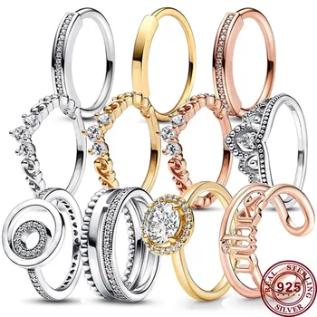 Новинка из серебра 925 пробы, серия Vortex Crown, Женское фирменное кольцо, свадебный подарок высокого качества, модные украшения-шармы своими руками