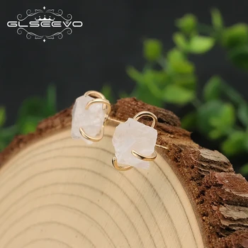 Женские серьги из натурального камня GLSEEVO White Crystal Paw, трендовые простые Элегантные свадебные украшения и аксессуары 2022 года