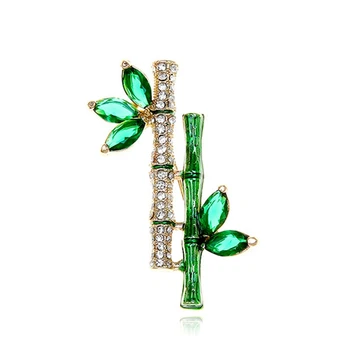Элегантная брошь-булавка из зеленого бамбука в стиле ретро для женщин, аксессуары для воротника, Ювелирные изделия, подарки