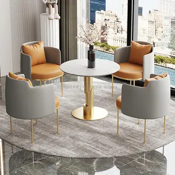 Легкое роскошное минималистичное обеденное кресло для отдыха, стол и стул для деловых встреч и переговоров 4S, приемная в выставочном зале и
