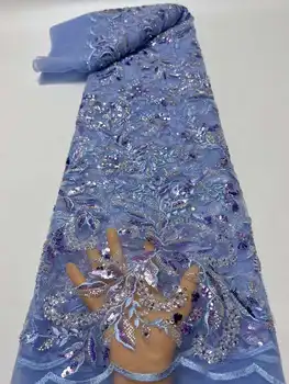Новейшая Африканская кружевная ткань с пайетками для жениха 2023 года, высококачественные Французские Нигерийские кружевные ткани ручной работы, расшитые бисером, для пошива свадебных платьев