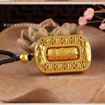 Настоящее 18-каратное золото, буддизм, наборы подвесных ожерелий для женщин, мужчин, изысканные ювелирные изделия, цепочки, кольца, колье для жертвоприношения, Подарки на годовщину
