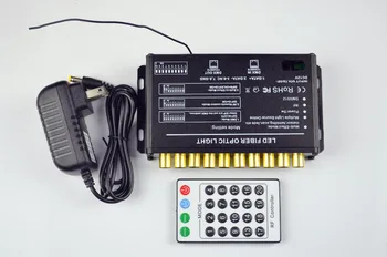 DMX512 10-луночный светодиодный волоконно-оптический прожектор, вход AC86-265V; 10 каналов (RGB); с 24-клавишным радиочастотным пультом дистанционного управления