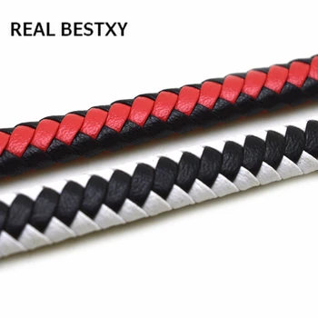 REAL BESTXY 8 мм * 5 мм Плоский Плетеный шнур, Кожаная Плетеная веревка, Нитка, Шнурок для самостоятельного изготовления браслета, ожерелья, ювелирного шнура, плоский