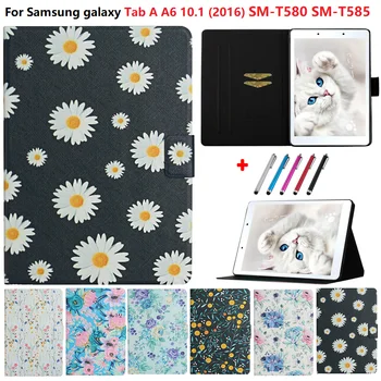 Для Samsung Galaxy Tab A 10 1 2016 SM T580 T585 Чехол-подставка для планшета Чехол для Samsung Tab A A6 10,1 2016 Funda Цветочный чехол для планшета