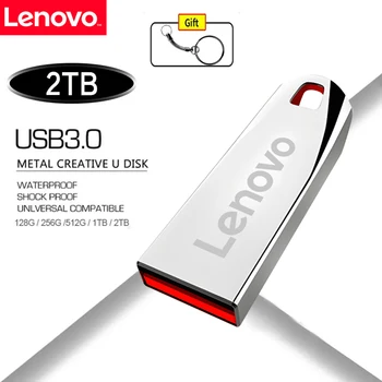 Lenovo 2TB USB Металлическая Флешка Memory 1TB 512GB 256GB 128GB 64GB Портативная Водонепроницаемая Высокоскоростная Флешка OTG pen drive