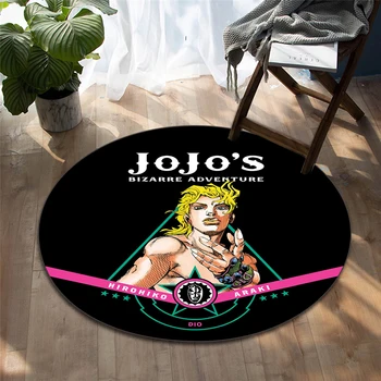 Круглый ковер с рисунком аниме Jojo для гостиной, коврик для детей, коврик для йоги, стул для киберспорта в спальне, нескользящие коврики