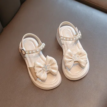 Летние сандалии для девочек; Новая детская модная детская обувь Princess Baby Fashion с бантом и короной на мягкой подошве;