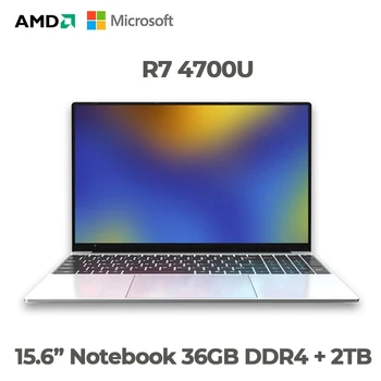 Новый 15,6-Дюймовый Ноутбук Металлический Ультрабук AMD Ryzen 7 4700U Восьмиядерный 36 ГБ DDR4 + 2 ТБ SSD Windows 10 Pro Игровой Компьютер Ноутбук