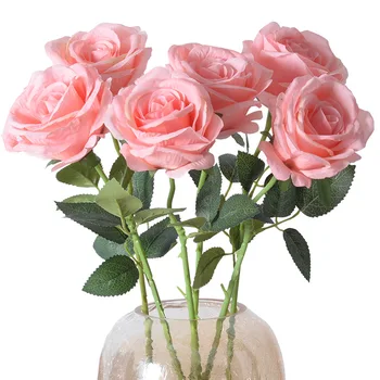 5шт Искусственных цветов Розы, Шелковый Букет с длинной веткой для свадьбы, украшение стола в домашней комнате, Аксессуар для венка из искусственных растений