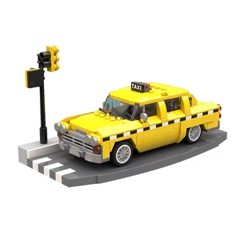 Gobricks MOC Idea City Traffic Checker Cab Строительный блок Дорожный гоночный набор Транспортные Средства Образовательная кирпичная модель Детская игрушка