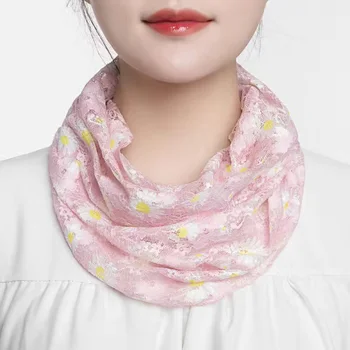 Весенне-летний Шейный платок-воротник, женский головной убор, тонкий солнцезащитный крем, Маленький шелковый шарф-маска с защитой от ультрафиолета, Многофункциональные шарфы-пуловеры
