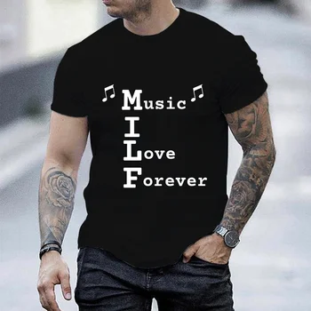 2023 Мужская футболка MILF Music I Love Forever С коротким рукавом, мужская Свободная футболка, Мужской топ, Новый бренд, Мужская футболка с коротким рукавом