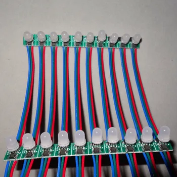 Вход DC12V WS2811 с адресуемым пиксельным освещением; не является водонепроницаемым; расстояние между проводами 10 см; 50шт в строке; полноцветный RGB; квадратный тип