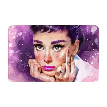 Семейный противоскользящий коврик Audrey Hepburn Soft House, ковер Audreyhepburn, фиолетовые рожки