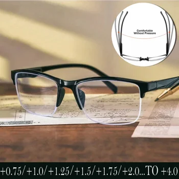 Мужские очки для чтения в полурамке, сверхлегкие очки для пресбиопии 2023, Женские очки от + 0,75 до + 4,0, Очки для чтения унисекс